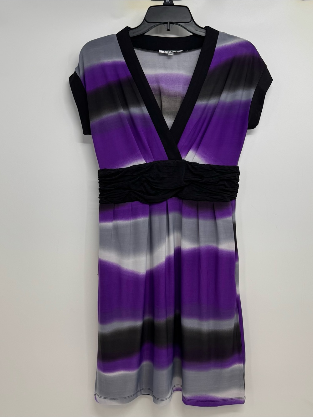 Chloe Womens Dress Size S Ombre Abstract Print V Neck Ruched Waistband